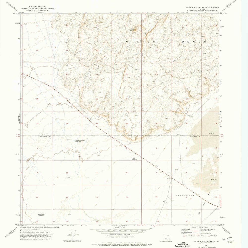 YellowMaps Fumarole Butte UT topo map, 1:24000 Scale, 7.5 X 7.5 Minute, Historical, 1971, Updated 1974, 26.6 x 21.9 in - Tyvek