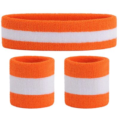 ONUPGO Sweatband Set Sports Headband Wrist Striped Sweatbands Terry Cloth Wristband Athletic Exercise Basketball Wrist Sweatband and Headbands Moisture Wicking Sweat Absorbing Head Band