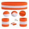 ONUPGO Sweatband Set Sports Headband Wrist Striped Sweatbands Terry Cloth Wristband Athletic Exercise Basketball Wrist Sweatband and Headbands Moisture Wicking Sweat Absorbing Head Band view 3