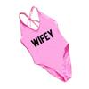 2018 Wifey Funny Letters One Piece Swimsuits Women Sexy Baby Pink view 1