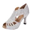 TDA Womens Zipper Mid Heel Silver Glitter Synthetic Crystals Latin Modern Salsa Tango Ballroom Wedding Dance Shoes 8.5 M US view 1