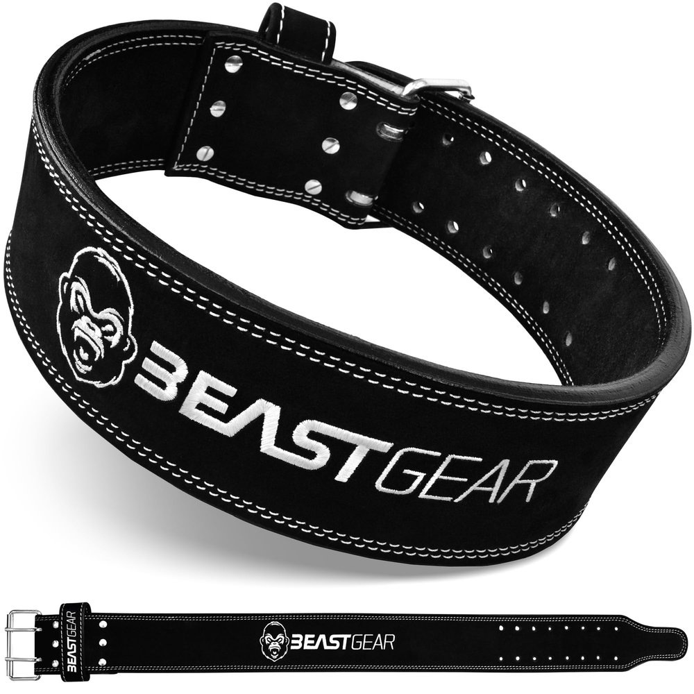 Beast Gear Weight Lifting Belt - Leather Power Lifting Belt for Men, 10mm Thick Weightlifting Belt for Deadlifts, Back Support Squats Belts for Powerlifting, Crossfit Gym Belt for Men Women