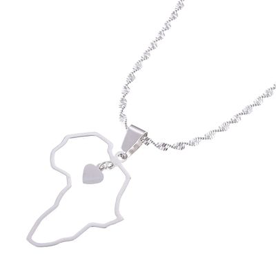 Africa Map Flag Pendant Chain African Maps Jewelry With Country Flags (Silver 3)