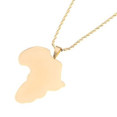 Africa Map Flag Pendant Chain African Maps Jewelry With Country Flags (Gold 5)