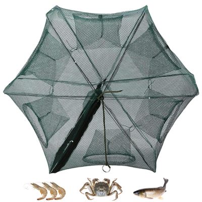Dioche Foldable Fishing Net Trap, Fishing Net Shrimp Cage Crab Fish Trap Cast for Catching Fish Shrimp Crab Crawfish 6/12 Holes