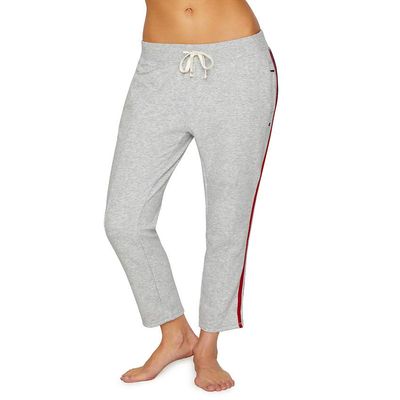 Champion Women's Heritage Warm Up Ankle Pant, Oxford Grey Heather/Imperial Indigo, X-Large