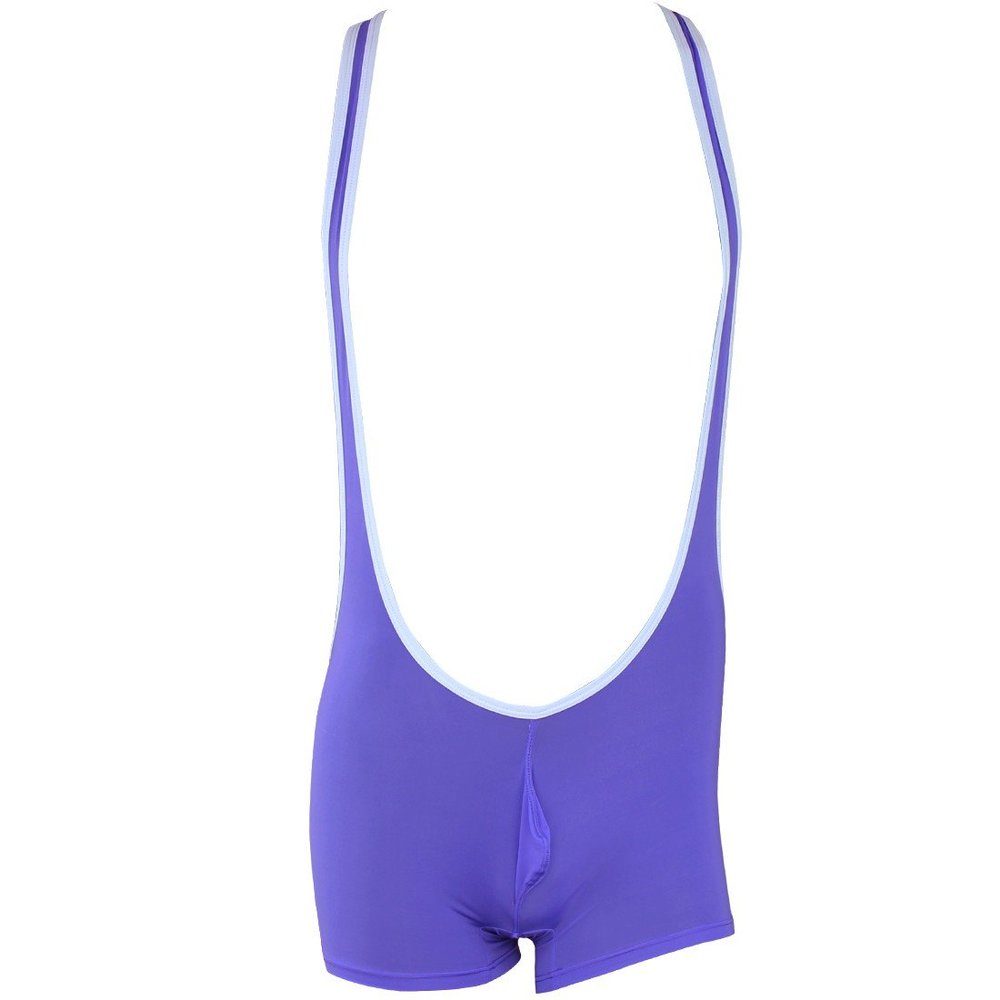 Alvivi Men's Wrestling Singlet Boxer Briefs Leotard Freestyle Gymnastics Underwear Bodysuit Purple X-Large