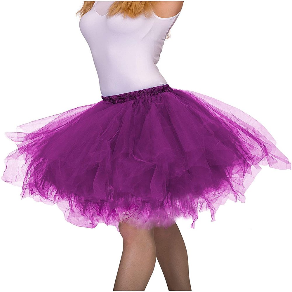 Dancina Adult Tutu Vintage Petticoat Tulle Skirt Plus Size 12-18 Dark Purple