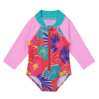 YiZYiF Baby/Toddler Girls' Flower Rash Guard Swimsuit Sun Protection Bodysuit Swimwear Pink 12-18 Months