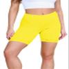 Womens Scallop Lace Trim Plain Gym Bike Tights Viscose Cycling Shorts Hot Pants Yellow view 1