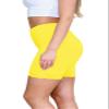 Womens Scallop Lace Trim Plain Gym Bike Tights Viscose Cycling Shorts Hot Pants Yellow view 3