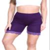 Womens Scallop Lace Trim Plain Gym Bike Tights Viscose Cycling Shorts Hot Pants Purple view 1