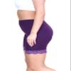 Womens Scallop Lace Trim Plain Gym Bike Tights Viscose Cycling Shorts Hot Pants Purple view 3