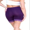 Womens Scallop Lace Trim Plain Gym Bike Tights Viscose Cycling Shorts Hot Pants Purple view 4