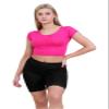Womens Scallop Lace Trim Plain Gym Bike Tights Viscose Cycling Shorts Hot Pants Black view 2