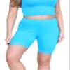 Womens Scallop Lace Trim Plain Gym Bike Tights Viscose Cycling Shorts Hot Pants Turquoise view 1