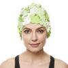 BEEMO Floral Petal Ladies Bathing Swim Cap - Green/White view 2