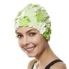 BEEMO Floral Petal Ladies Bathing Swim Cap - Green/White view 4