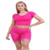 Womens Scallop Lace Trim Plain Gym Bike Tights Viscose Cycling Shorts Hot Pants Cerise view 2