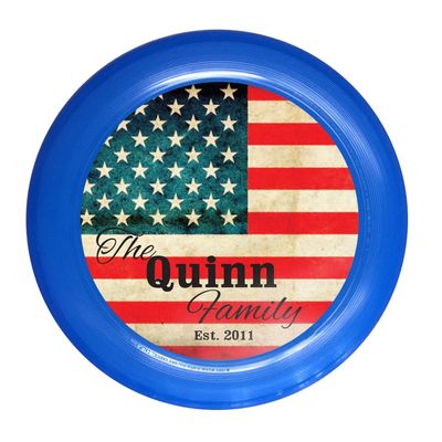 Infusion Wham-O Custom Last Name Vintage Flag Design Ultimate Frisbee Disc - 175g, Blue