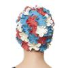 BEEMO Floral Petal Ladies Bathing Swim Cap - red/blu/White view 3