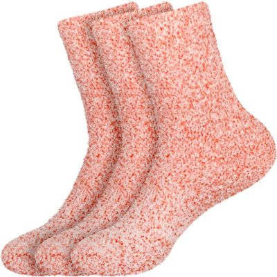 BambooMN Women's Extra Large Fuzzy Warm Feather Soft Socks - Coral Pink - 3prs