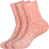 BambooMN Women's Extra Large Fuzzy Warm Feather Soft Socks - Coral Pink - 3prs view 1