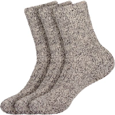 BambooMN Women's Fuzzy Warm Feather Soft Socks - Light Grey - 3 pairs