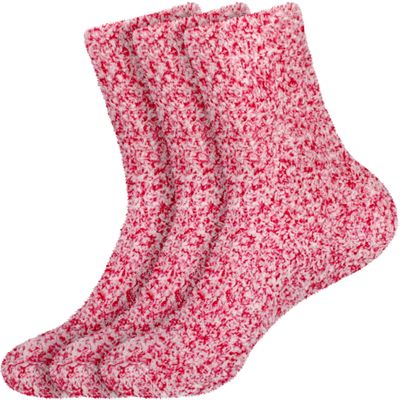 BambooMN Women's Fuzzy Warm Feather Soft Socks - Magenta - 3prs