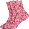 BambooMN Women's Fuzzy Warm Feather Soft Socks - Magenta - 3prs view 1
