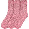 BambooMN Women's Fuzzy Warm Feather Soft Socks - Magenta - 3prs view 2