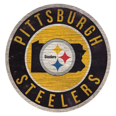 Fan Creations Pittsburgh Steelers Wood Sign 12 Inch Round State Design