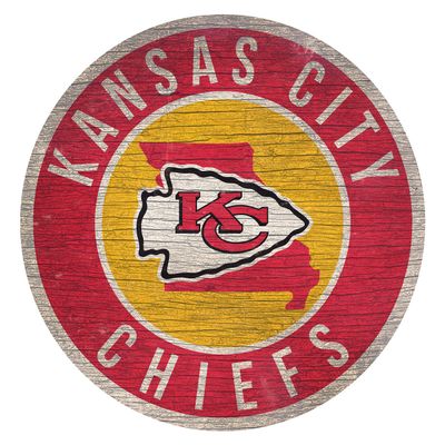 Fan Creations Kansas City Chiefs Wood Sign 12 Inch Round State Design