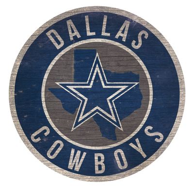 Fan Creations Dallas Cowboys Wood Sign 12 Inch Round State Design