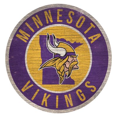 Fan Creations Minnesota Vikings Wood Sign 12 Inch Round State Design