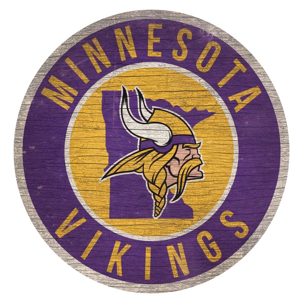 Fan Creations Minnesota Vikings Wood Sign 12 Inch Round State Design