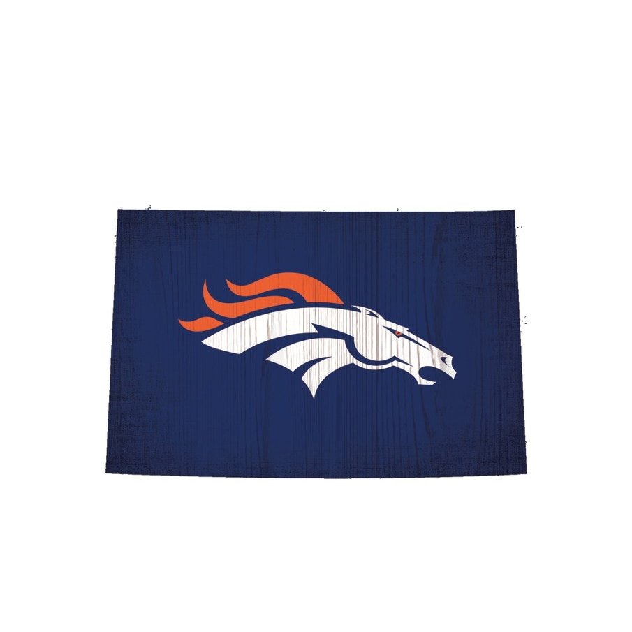 Fan Creations Denver Broncos Wood Sign 12 Inch State Shape Design
