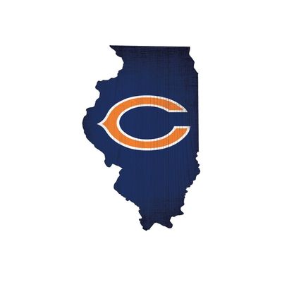 Fan Creations Chicago Bears Wood Sign 12 Inch State Shape Design