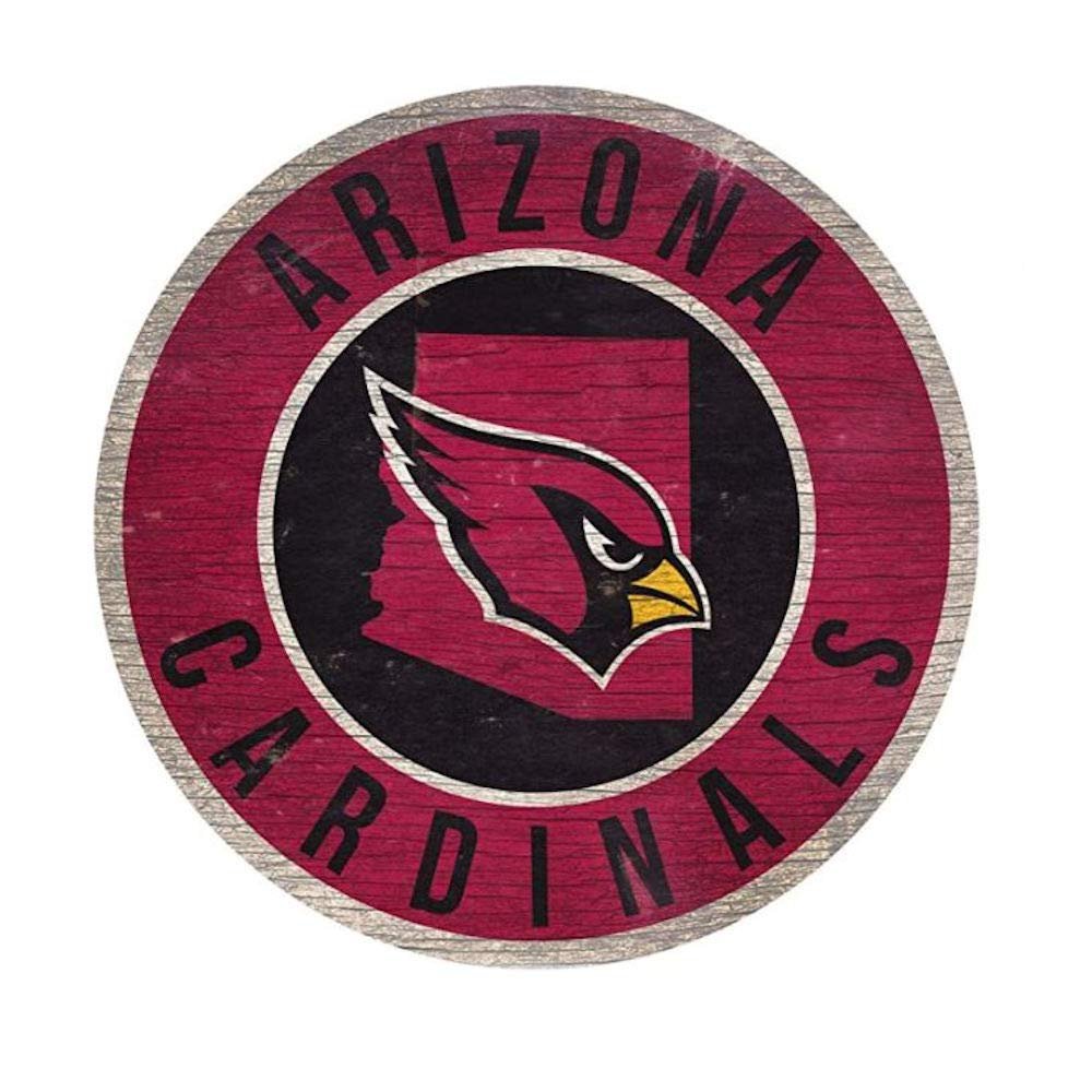 Fan Creations Arizona Cardinals Wood Sign 12 Inch Round State Design