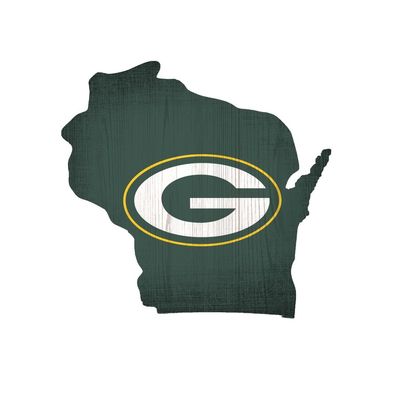 Fan Creations Green Bay Packers Wood Sign 12 Inch State Shape Design