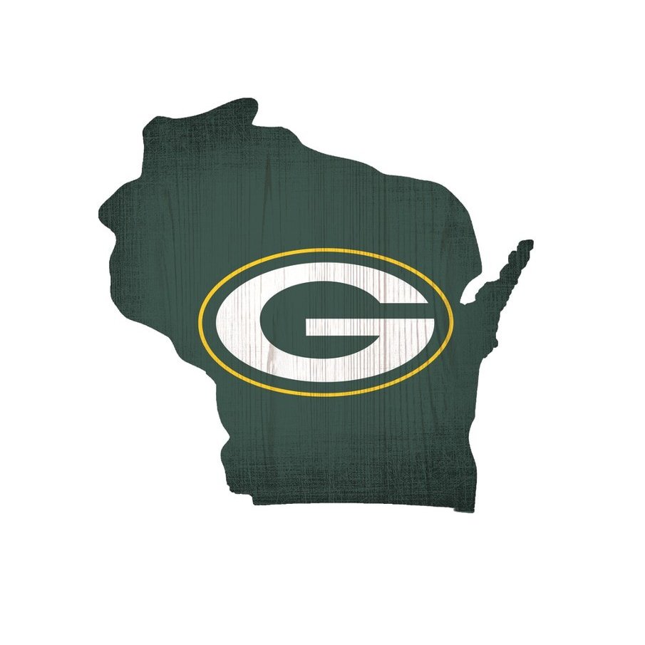 Fan Creations Green Bay Packers Wood Sign 12 Inch State Shape Design