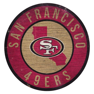 San Francisco 49ers Wood Sign 12 Inch Round State Design