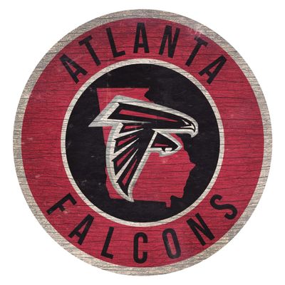 Atlanta Falcons Wood Sign 12 Inch Round State Design