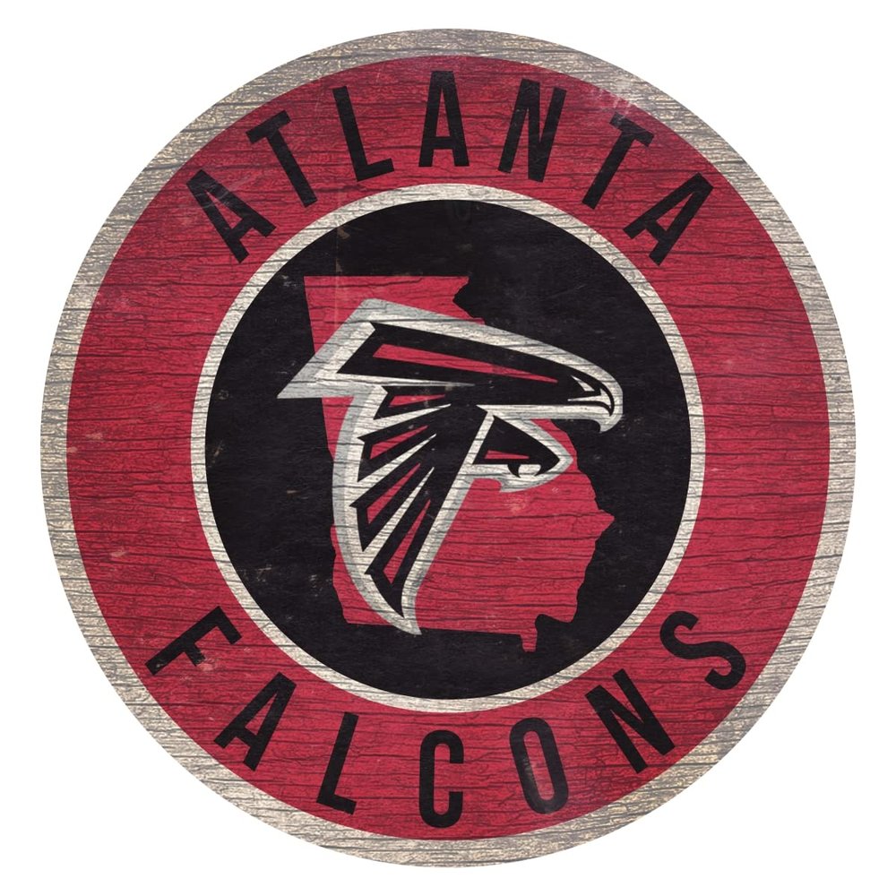 Atlanta Falcons Wood Sign 12 Inch Round State Design