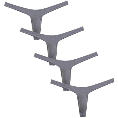 JAXFSTK Men Ice-Silk Booty Thong Slim Cut G-String Underwear Male Mini Bikini Sexy Guys Pouch T-Back Pants Pack of 4 XL Gray