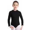 TiaoBug Girls Turtleneck Spandex Long Sleeve Leotard Keyhole Back Ballet Gymnastic Dance Bodycon Bodysuit Tops Black 3-4 view 1