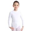 TiaoBug Girls Turtleneck Spandex Long Sleeve Leotard Keyhole Back Ballet Gymnastic Dance Bodycon Bodysuit Tops White 8-10 view 3