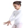 TiaoBug Girls Turtleneck Spandex Long Sleeve Leotard Keyhole Back Ballet Gymnastic Dance Bodycon Bodysuit Tops White 8-10 view 4