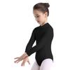 TiaoBug Girls Turtleneck Spandex Long Sleeve Leotard Keyhole Back Ballet Gymnastic Dance Bodycon Bodysuit Tops Black 7-8 view 3