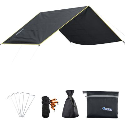 Azarxis Ground Cloth for Tent Tarp Footprint Camping Backpacking Floor Saver Groundsheet Waterproof Sand Free Picnic Hiking with Stakes Rope Carry Bag (Black, M - 5.91x7.22ft)